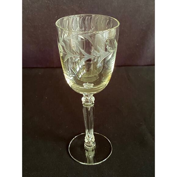 Set of 10 MCM Fostoria Claret Wine Glasses - Laurel Band Etched 1940s Barware - Picture 1 of 8